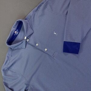 Fairway & Greene Polo Shirt Mens Large Blue Stripe Long Sleeve Golf USA Stretch